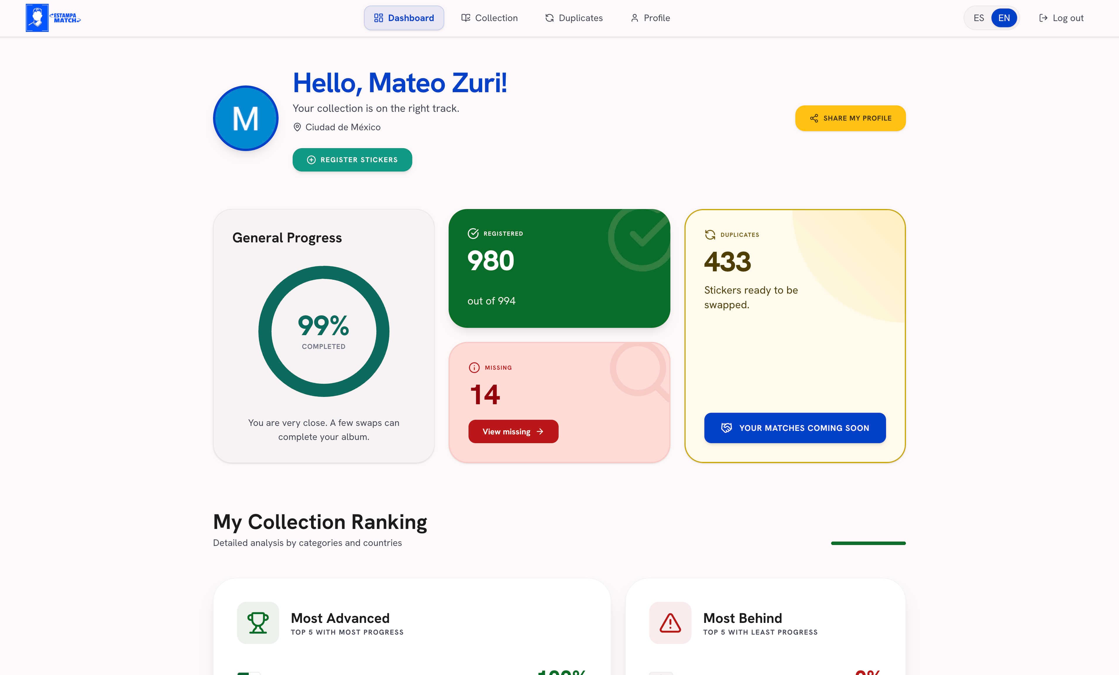 EstampaMatch Dashboard